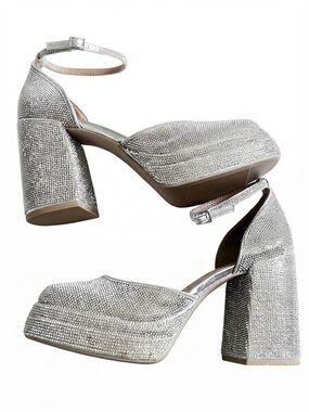 Wild Fable Bianca Silver Rhinestone Platform Pumps Size 8
